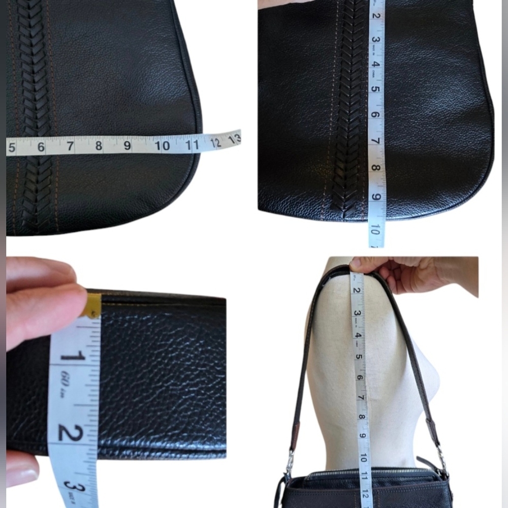 EUC Brighton Aidan Shoulderbag Black Chocolate leather hobo w/ woven acc… - Picture 8 of 11